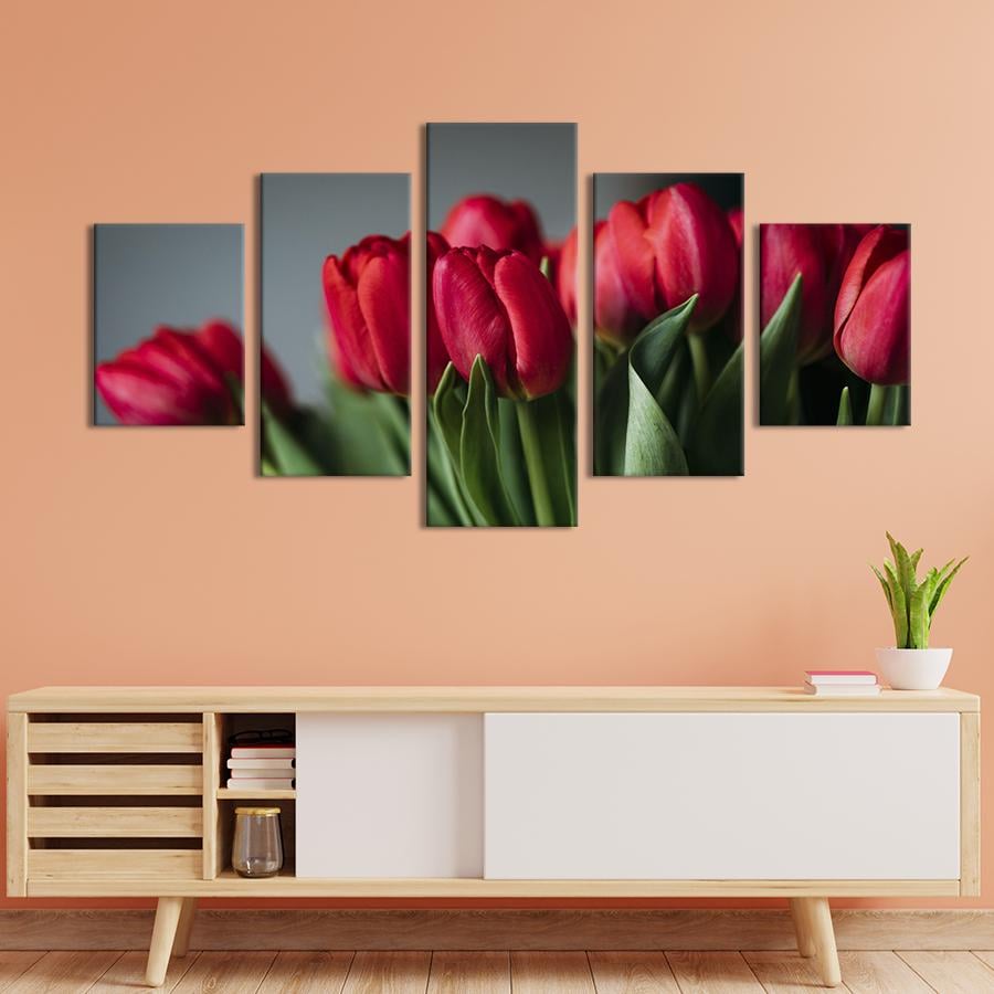 Картина на холсте Изысканные малиновые тюльпаны 187x94 см (962-52)