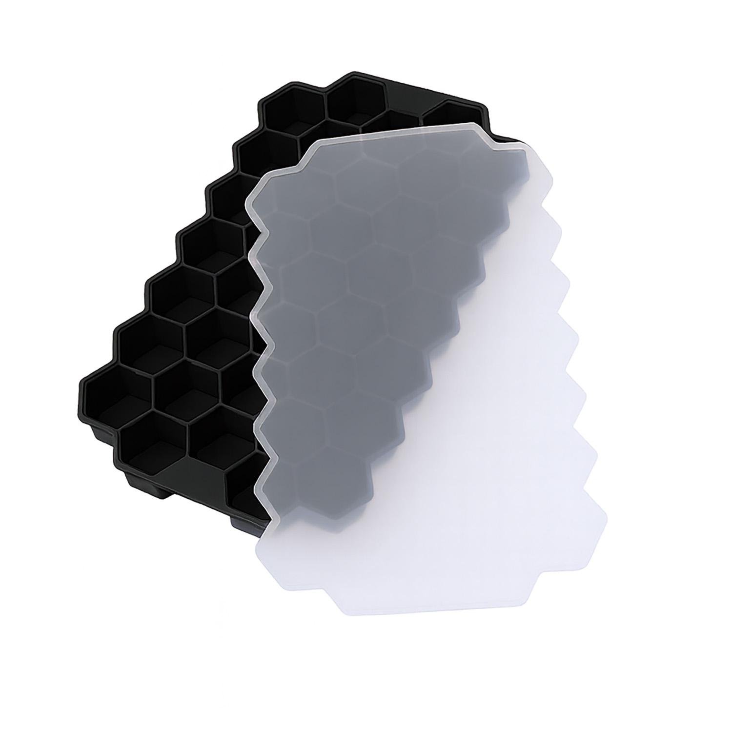 Форма силиконовая многоразовая для приготовления льда с крышкой в ​​виде сот Черный (87747)