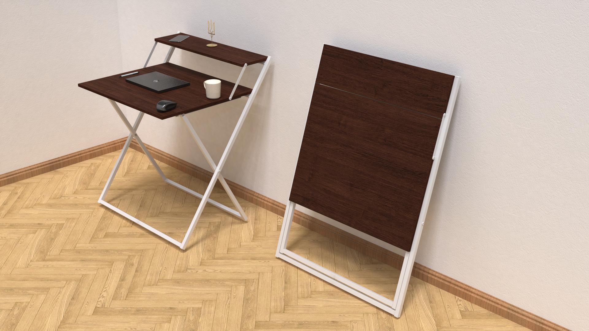 Стол трансформер компьютерный Ferrum-decor Компакт 2 16 мм 750x790x720 мм металл Белый/ДСП Венге Магия (KOM210) - фото 5