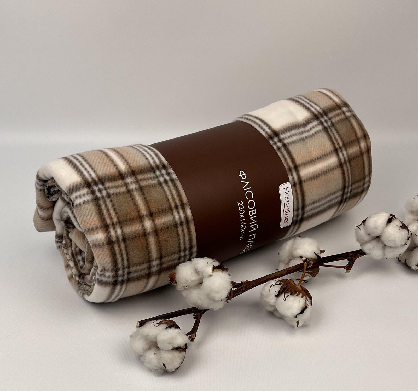 Плед флисовый Home Line Полар Клеточка 160х220 см Beige (CN27109)