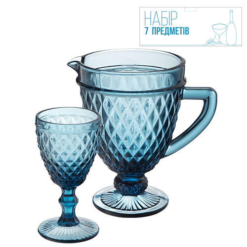 Глечик з келихами SNT Аргайл 7 пр. Кобальтовий (9053) - фото 2