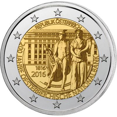 Коллекционная монета Австрия 2 евро 2016 Национальный банк UNC (KM#3248)
