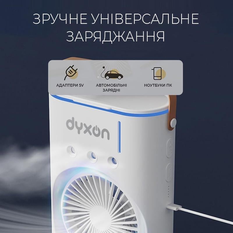 Вентилятор подвійний DYXON MEGAFAN 1001 зі зволоженням акумуляторний White (DXNDFNMGFN1001W) - фото 4 Вентилятор подвійний DYXON MEGAFAN 1001 зі зволоженням акумуляторний White (DXNDFNMGFN1001W) - фото 4