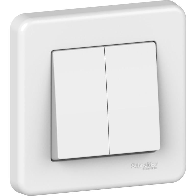 Выключатель Schneider Electric Leona двухклавишный ABS Белый (LNA0300321)