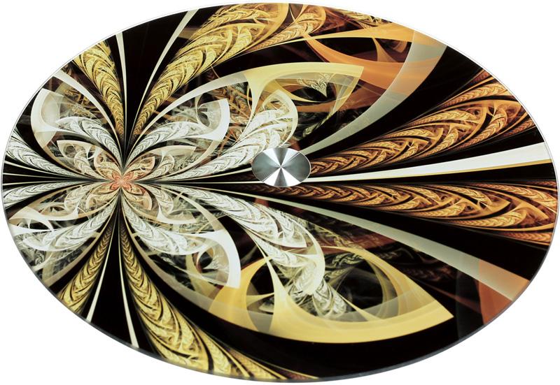 Блюдо сервировочное Liadane Золотой Калейдоскоп вращающееся Ø 32 см стеклянное (BD-594-208)