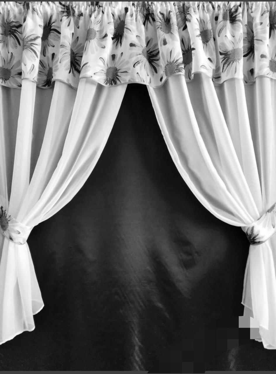 Занавеска шифоновая с ламбрекеном и подхватами 3х1,65м - фото 1 Занавеска шифоновая с ламбрекеном и подхватами 3х1,65м - фото 1
