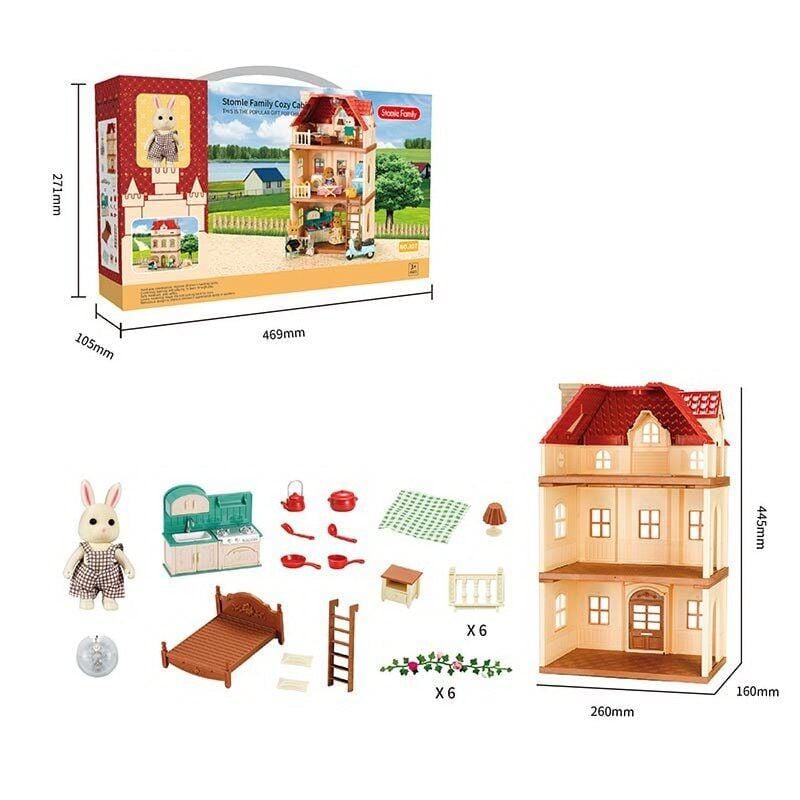 Кукольный домик А07 с подсветкой и флоксированными фигурками и мебелью (785419)