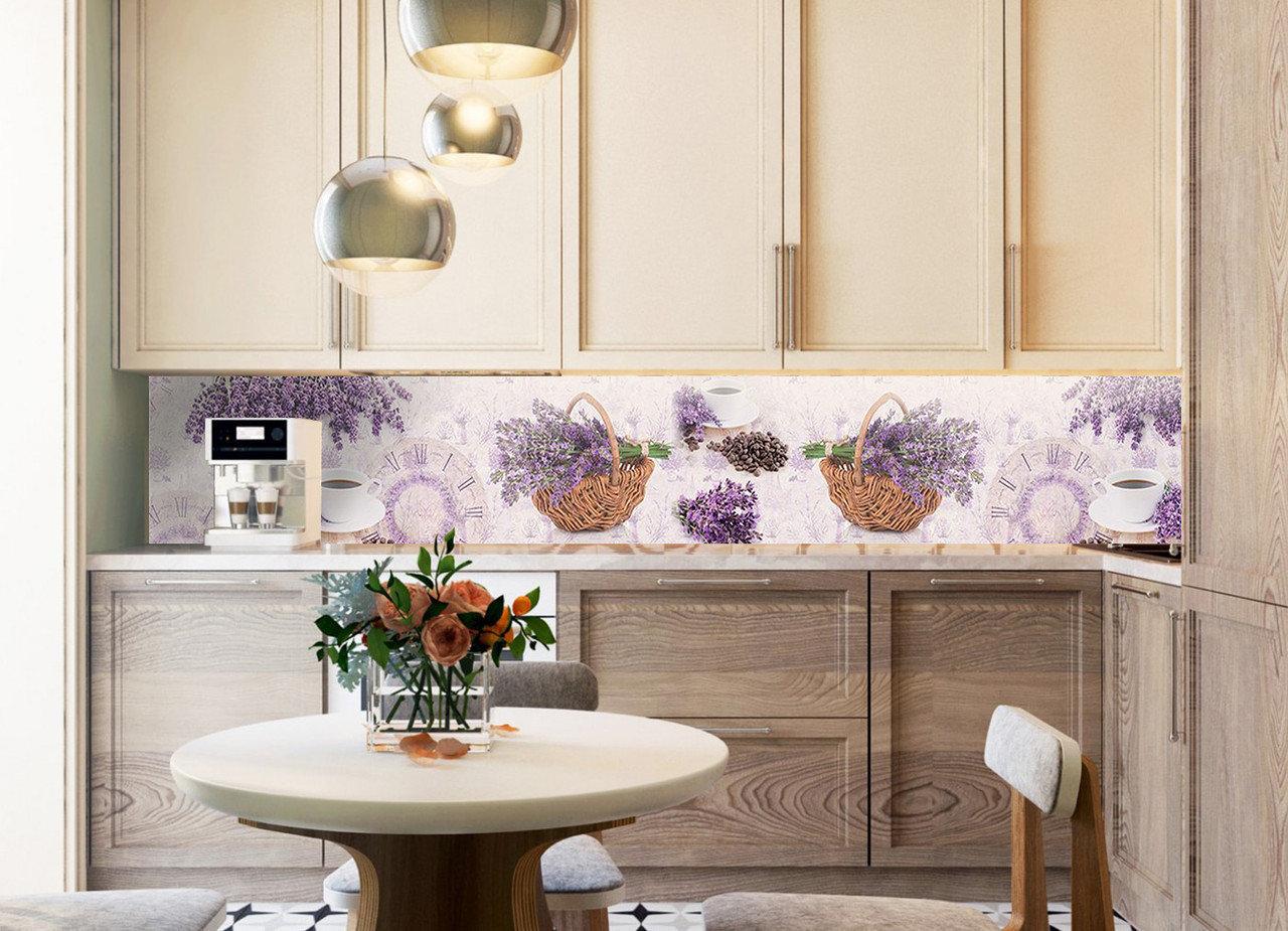 Кухонный фартук Лаванда и кофе из самоклеющейся виниловой пленки 60х250 см Фиолетовый Кухонный фартук Лаванда и кофе из самоклеющейся виниловой пленки 60х250 см Фиолетовый