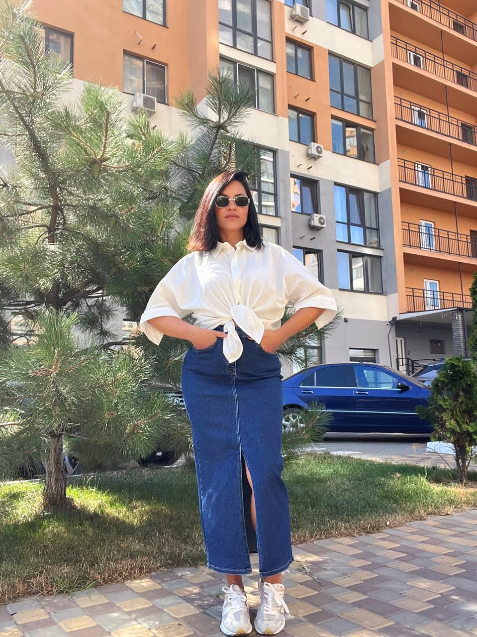 Спідниця жіноча Zeo Basic 3805 джинсова розріз з попереду довга стрейчева р. 34 Синій (1156) - фото 8 Спідниця жіноча Zeo Basic 3805 джинсова розріз з попереду довга стрейчева р. 34 Синій (1156) - фото 8