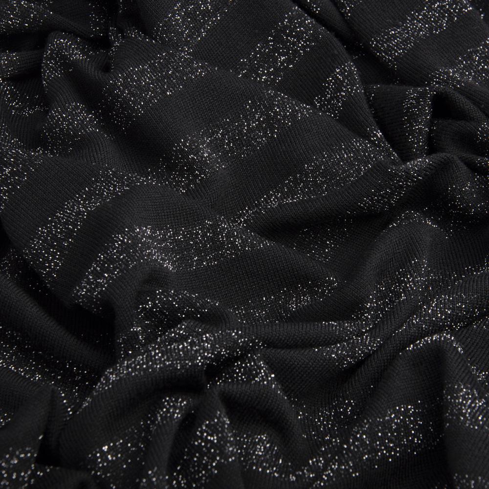 Ткань трикотаж полоса Черный/Металлик (24531)