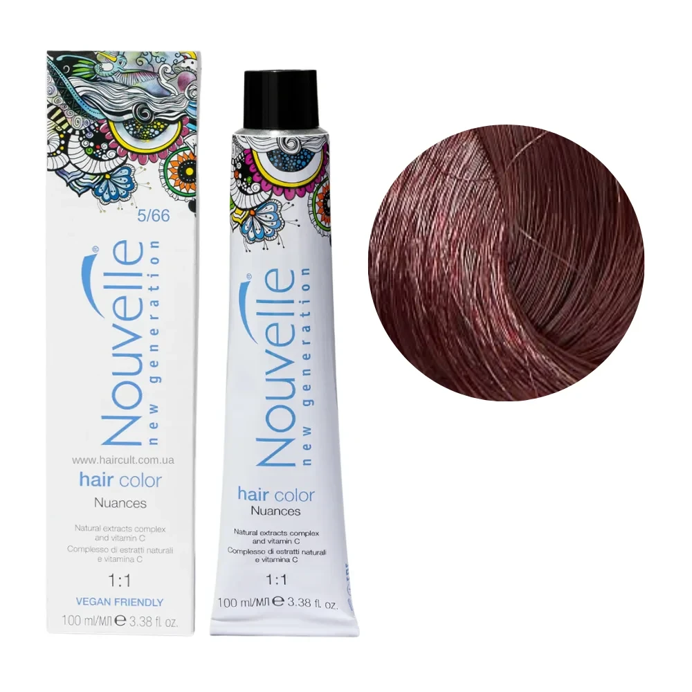 Краска для волос Nouvelle Hair Color 5/66 Яркий светло-красный коричневый 100 мл Краска для волос Nouvelle Hair Color 5/66 Яркий светло-красный коричневый 100 мл