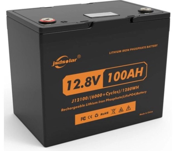 Батарея аккумуляторная JSDSolar с индикатором заряда 12100LED 12,8 V/100 Ah/1,28k Wh