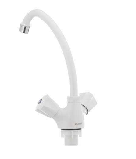 Смеситель для кухни PLAMIX OMEGA-271 высокий с двумя вентилями пластик Белый (b-PM0020) - фото 2 Смеситель для кухни PLAMIX OMEGA-271 высокий с двумя вентилями пластик Белый (b-PM0020) - фото 2
