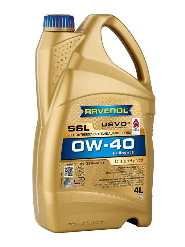 Моторне мастило RAVENOL 0W-40 SSL Fullsynth PAO SP/CF A3/B4 4 л (1111108-004)