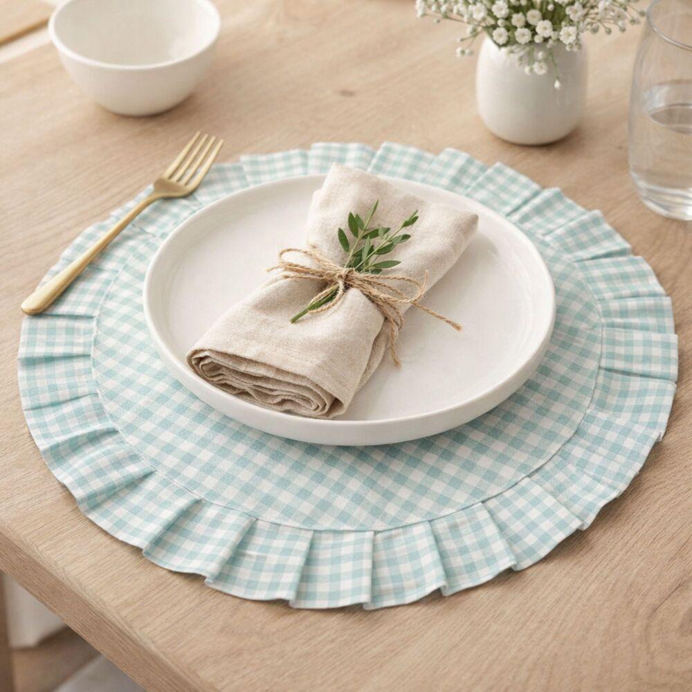 Набор салфеток с оборкой IDEIA хлопок для сервировки стола 30 см 2 шт. Мятный (27423)