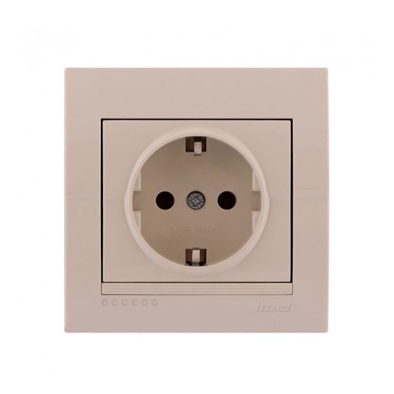 Розетка одинарная с заземлением Lezard Deriy Кремовый (00000012282)