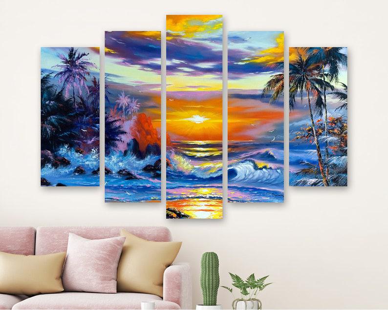 Модульная картина на холсте из пяти частей KIL Art Сансет Бич 187x119 см (M51_XL_12)