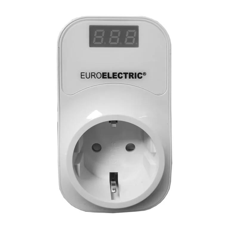 Реле регульоване Euroelectric 16А 3,5 кВт 150-280 В в розетку (4262380660175) Реле регульоване Euroelectric 16А 3,5 кВт 150-280 В в розетку (4262380660175)