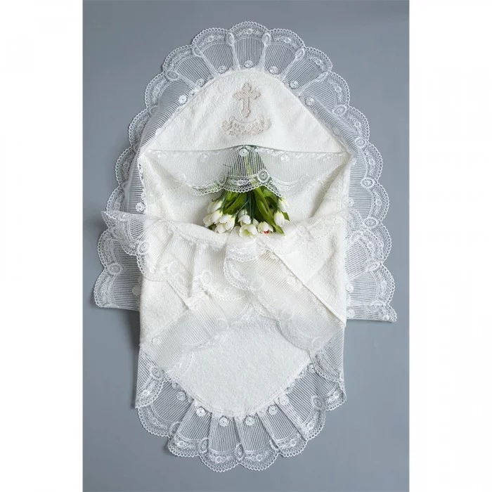 Крижма для хрещення Луїза Молочний (5903) Крижма для хрещення Луїза Молочний (5903)