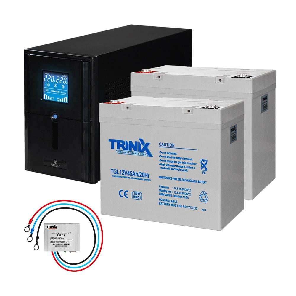 Комплект резервного питания Kraft UPS PSW-1500VA LCD 1200W 24V и гелевая батарея 1143 Wh (42-00062-2)