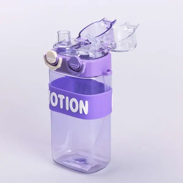 Пляшка для води з трубочкою спортивна пластикова для тренувань 550 мл Фіолетовий (6781) - фото 6