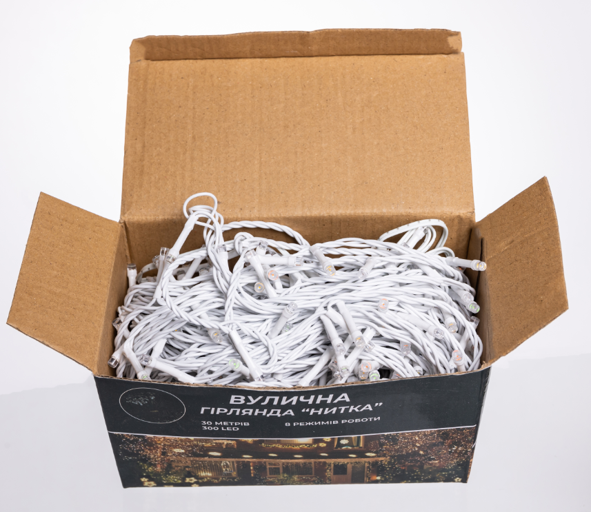 Гірлянда нитка вулична 300 LED 30 м від мережі біла нитка Різнокольоровий - фото 5 Гірлянда нитка вулична 300 LED 30 м від мережі біла нитка Різнокольоровий - фото 5