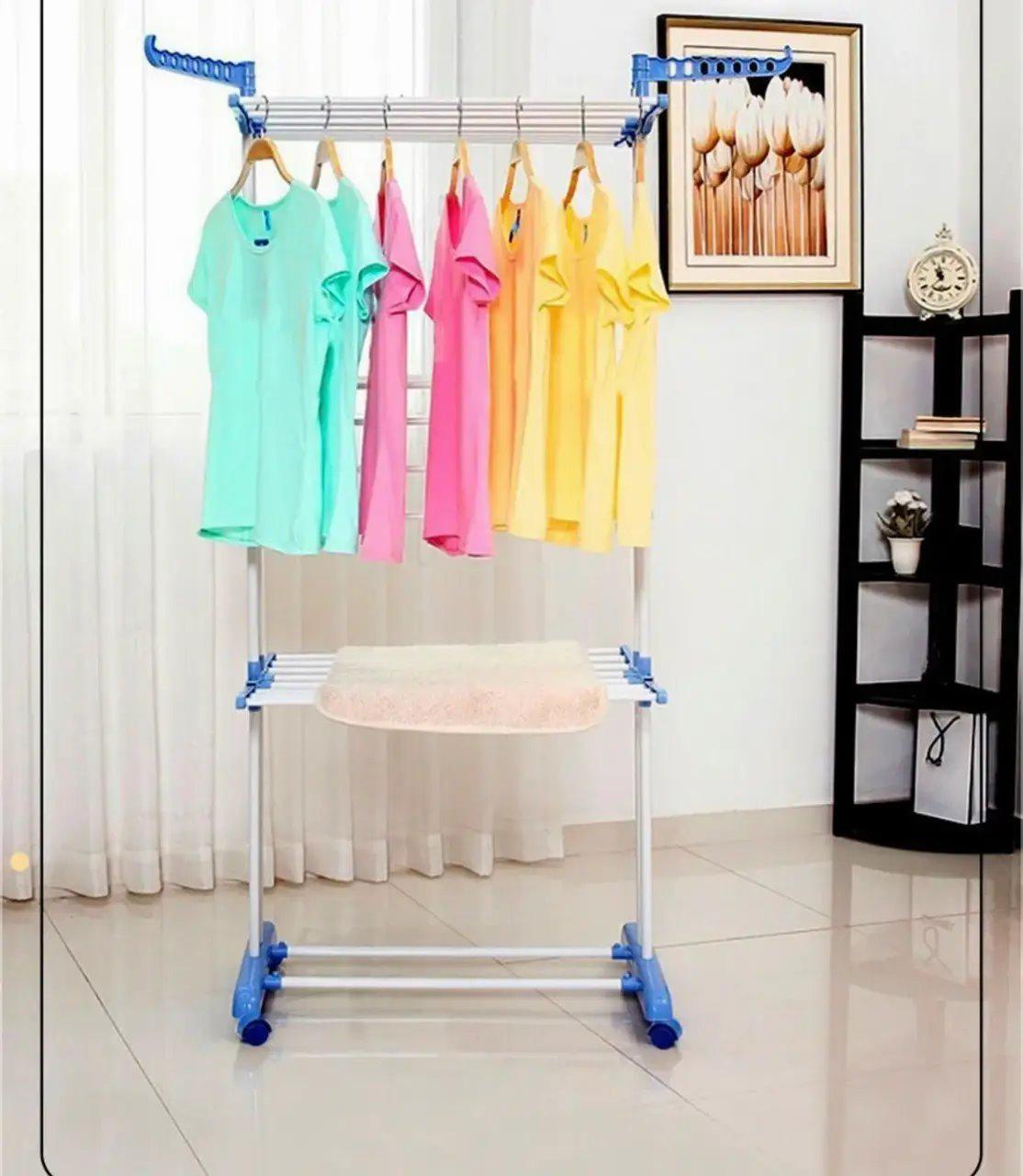 Сушарка для білизни на колесах підлогова Spray painting clothes hanger до 40 кг Біло-блакитний - фото 4 Сушарка для білизни на колесах підлогова Spray painting clothes hanger до 40 кг Біло-блакитний - фото 4