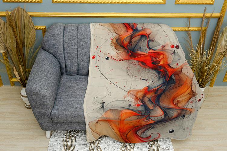 Плед Помаранчева фарба Візерунок плюш двошаровий 135х150 см (114276-2)