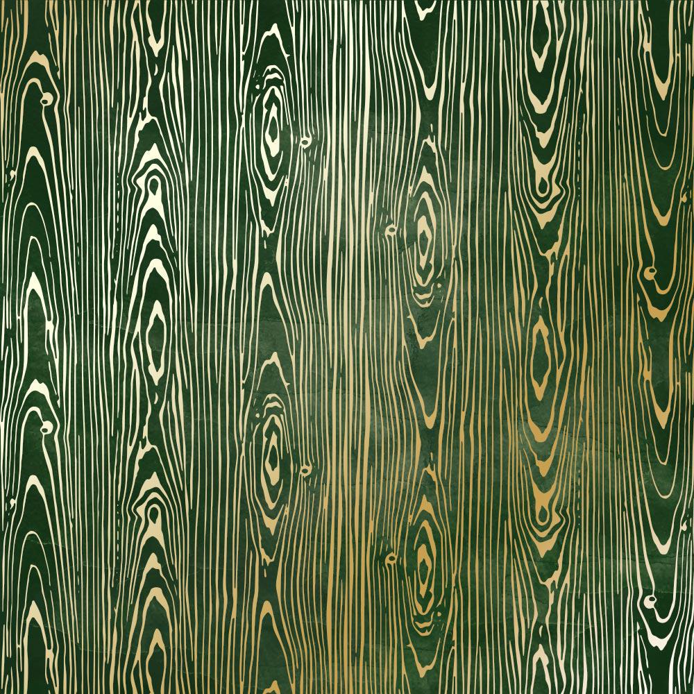 Лист бумаги односторонний Golden Wood Texture с фольгированием 30,5х30,5 см Dark Green/Aquarelle