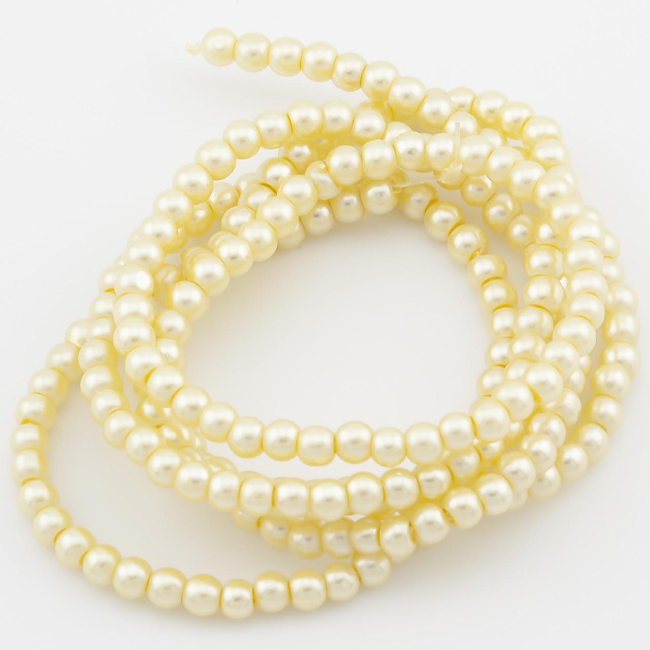 Намистини скляні на нитці під перли 3 мм 62 см 215 шт. Жовтий (БЖ0003ш21)