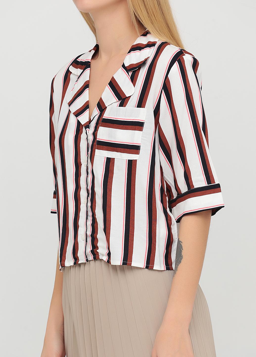 Блуза с коротким рукавом р. L Бело-коричневый (6098469bar) - фото 3