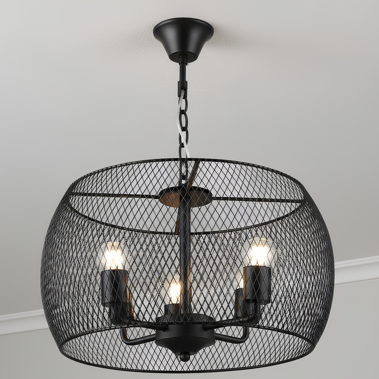 Люстра Sirius металева в стилі лофт під чотири лампи Е27 Чорний (B S2460/4 BK)