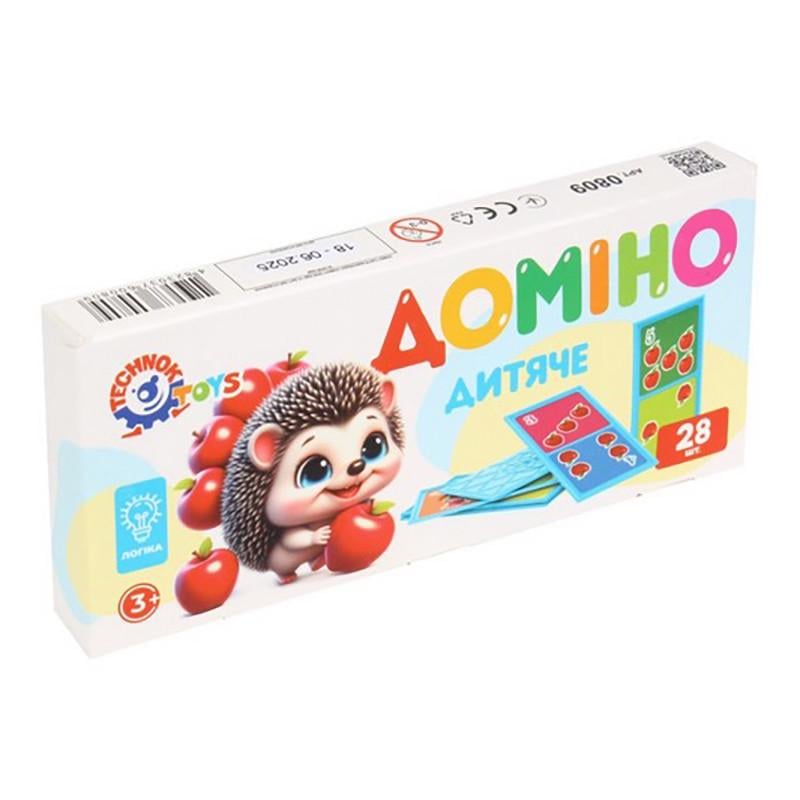 Настольная игра Технок Детское домино 28 элементов 22х3х6,5 см от 3 лет Бежевый (SR-113-N-1172)