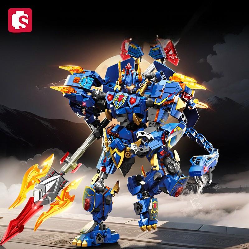 Конструктор детский трансформер Sembo Block Черепаха-Змея 799 дет. Синий - фото 7