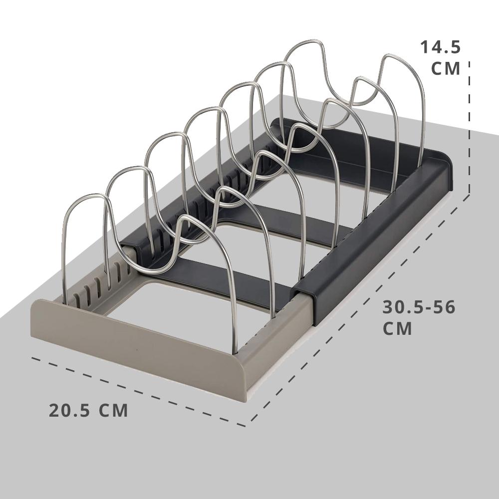 Підставка-органайзер кухонна для кришок/мисок/сковорідок/каструль розкладна (01306) - фото 7