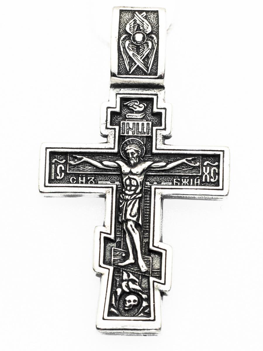Православный Крест серебряный Распятие Христово Молитва Да Воскреснет Бог