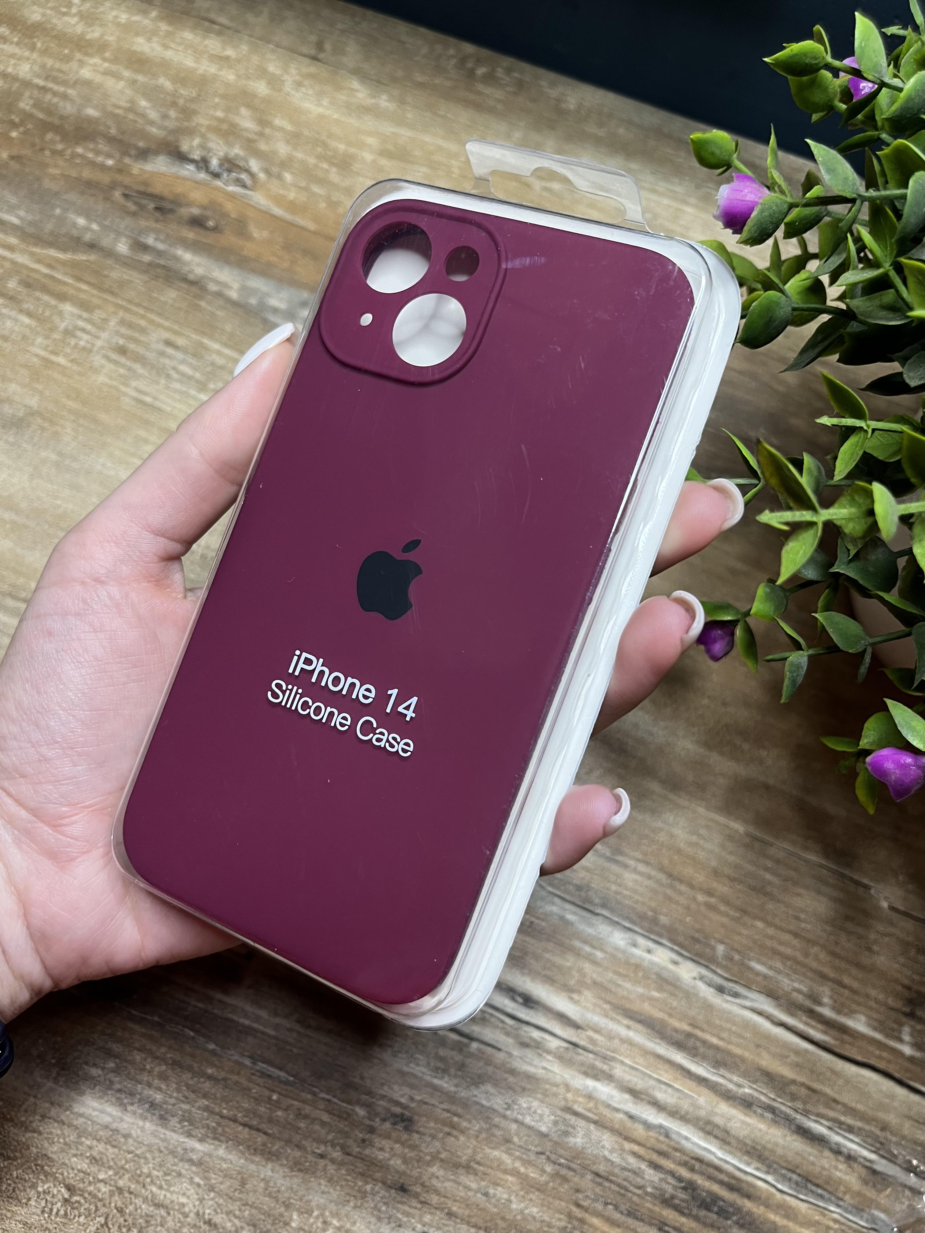 Чехол накладка на iPhone (Айфон) 14 закрытый низ и закрытая камера silicone case full camera Apple - фото 1