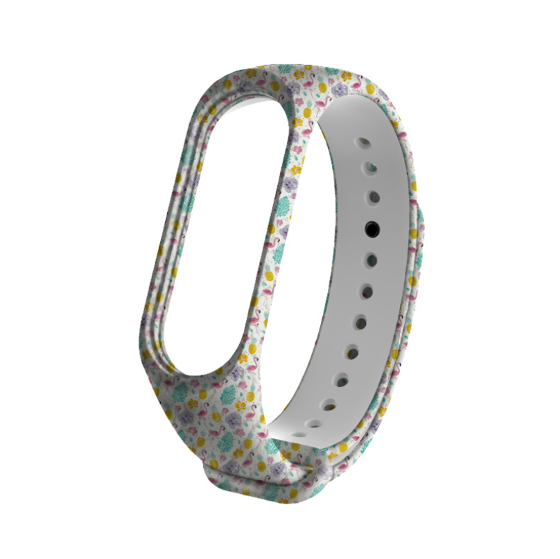 Ремінець для смарт-годинників Xiaomi Mi Band 4/3 MiJobs з малюнком силіконовий Фламінго/Білий (2138P)