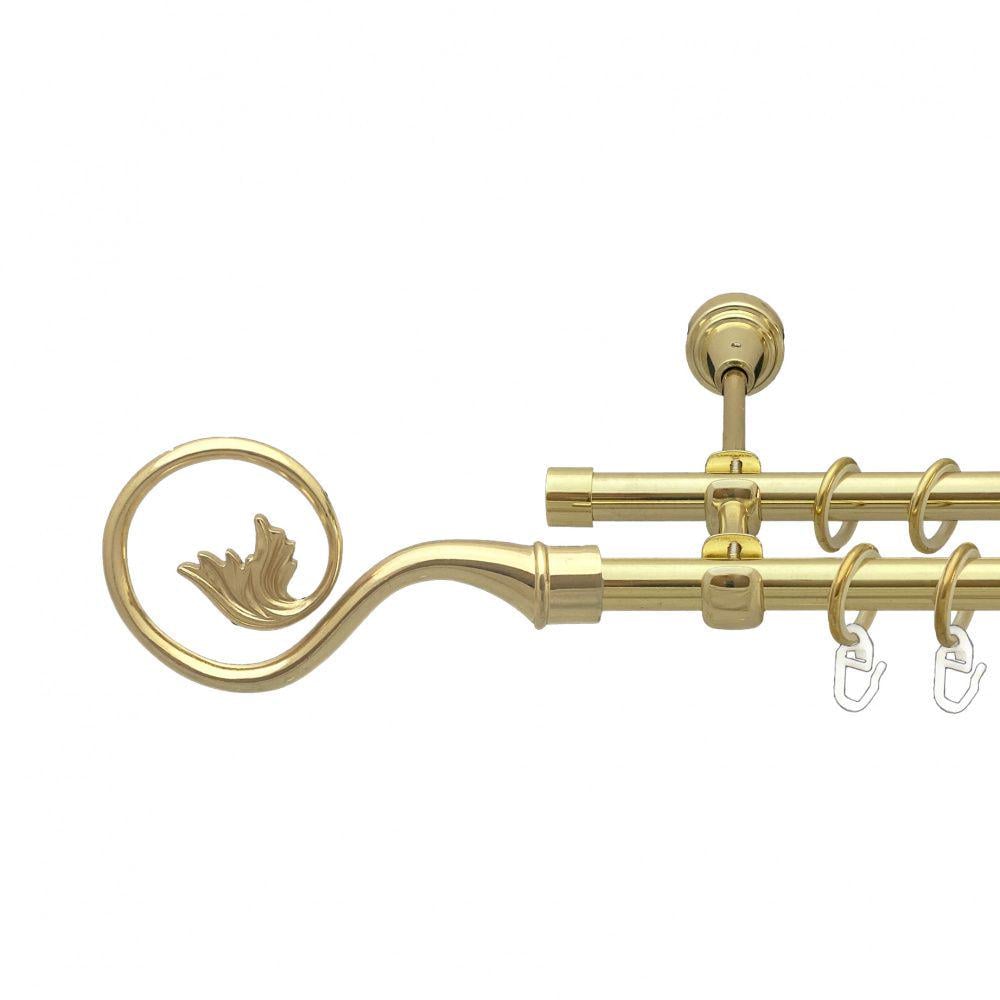 Карниз металлический Orvit Ника двухрядный открытый/гладкая труба/кольцо металлическое Золото 16/16 мм 200 см (00-00014260)