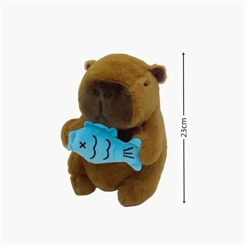 М’яка іграшка-подушка плюшева Капібара з рибкою з наповнювачем і вишитими елементами (2771124960) - фото 3