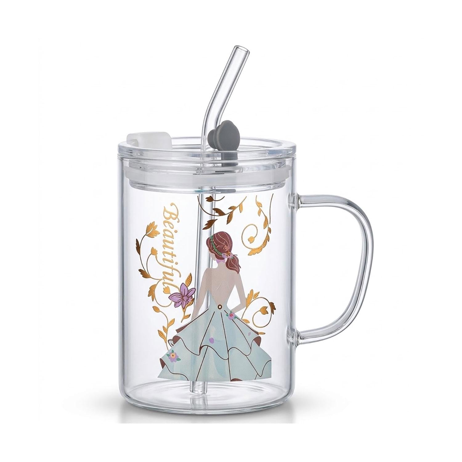 Чашка прозрачная с трубочкой 3-413 (16131)