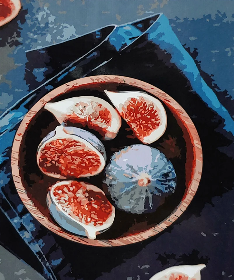 Картина по номерам Strateg Мисочка инжира с лаком и уровнем 40x50 см (SY6670)