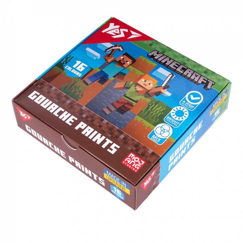 Гуашевые краски YES Minecraft 230408 16 цветов/20 мл (29679164)