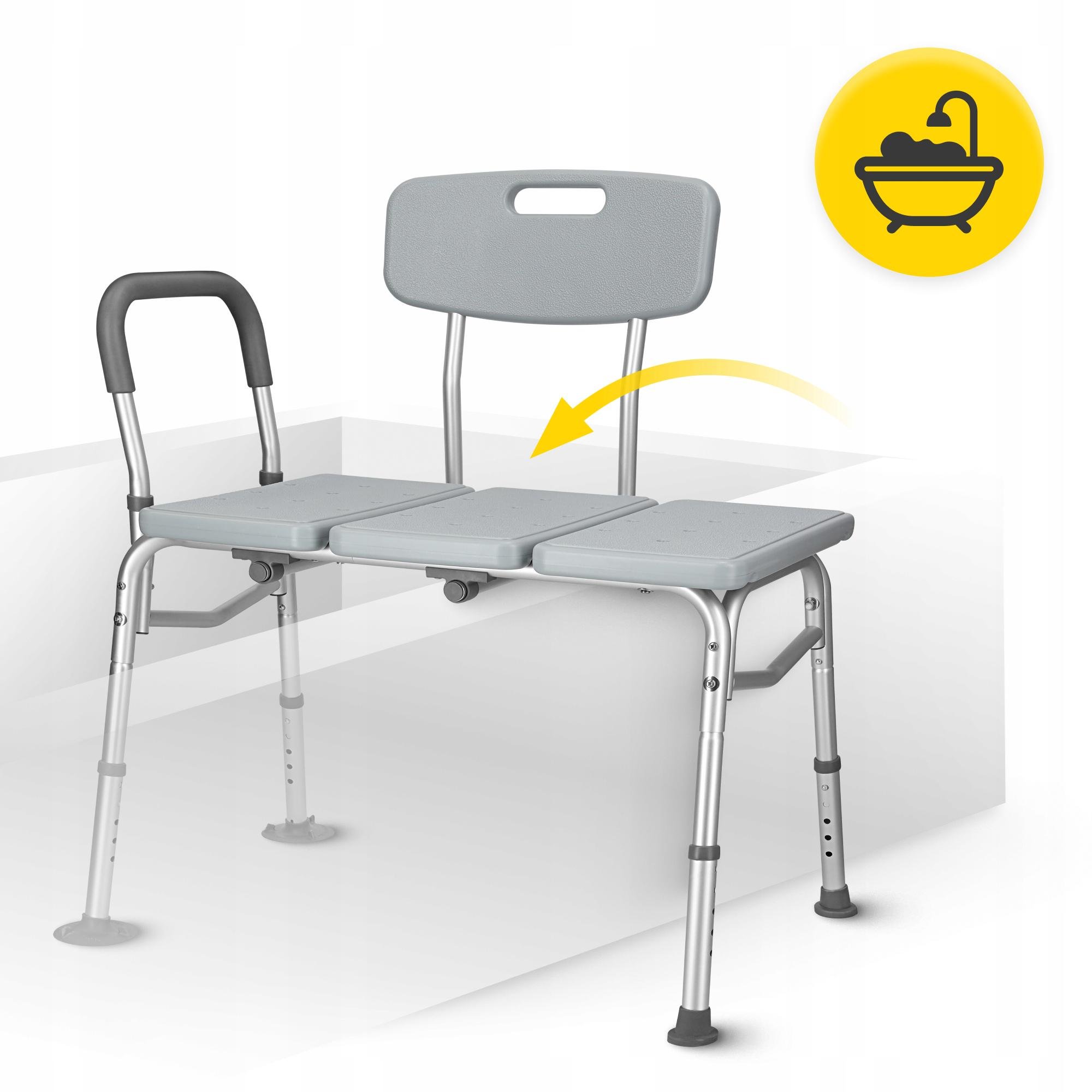 Кресло для ванной и душа 4fizjo широкое/регулируемое/со спинкой и опорой Grey (P-5905973406536) - фото 5 Кресло для ванной и душа 4fizjo широкое/регулируемое/со спинкой и опорой Grey (P-5905973406536) - фото 5