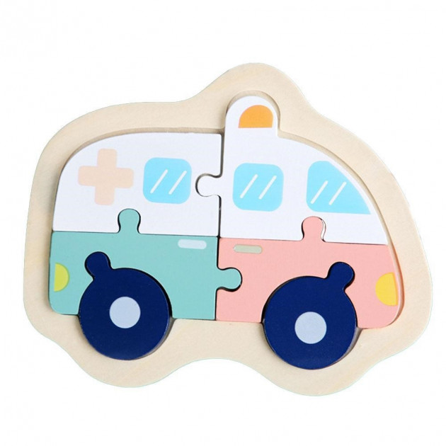 Мини-пазл объемный деревянный Скорая помощь (KHDP14)