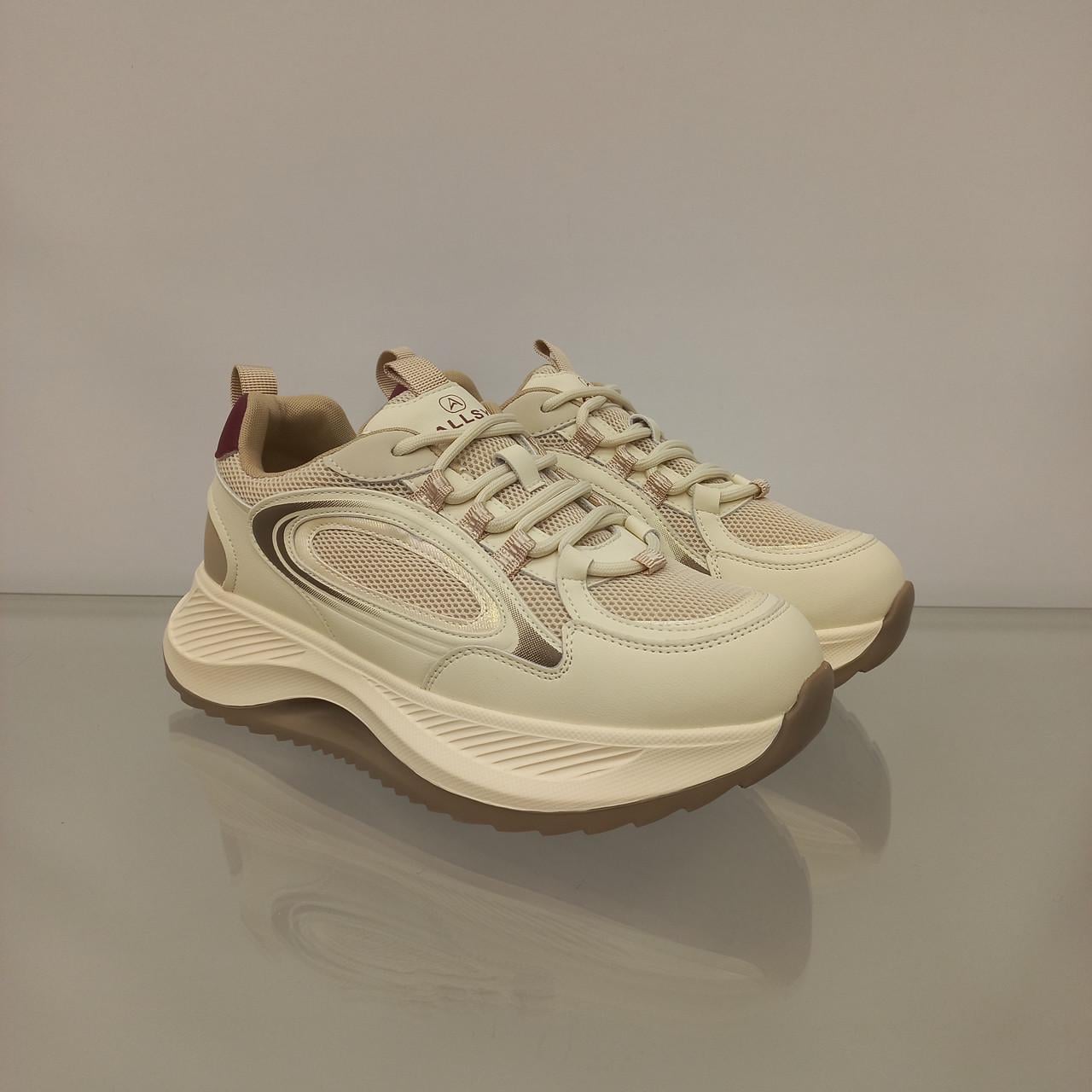 Кроссовки женские с сеткой на платформе р. 39 Молочный (33384678)