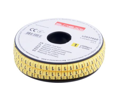 Маркер кабельный E.NEXT e.marker.stand.2.4.1 цифра 1 2-4 мм2 500 шт./рул. Желтый (s2037060)