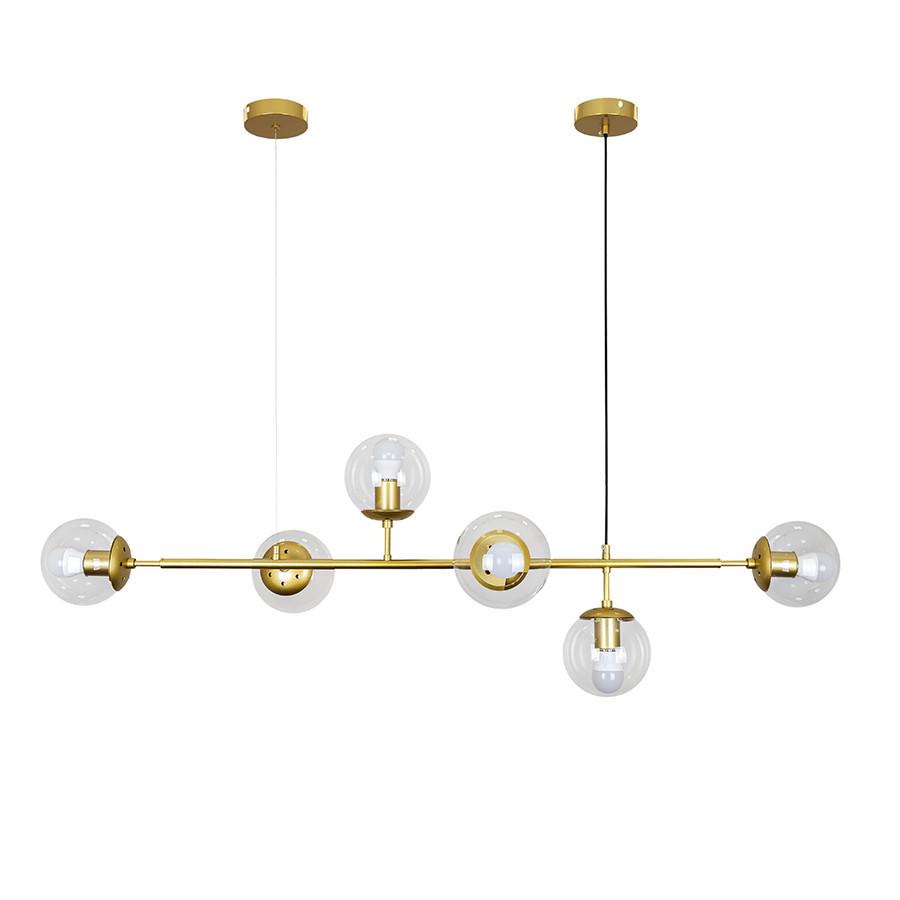 Люстра линейная Levistella 7529802-6 GD+CL на шесть плафонов Золотой (2345030718)
