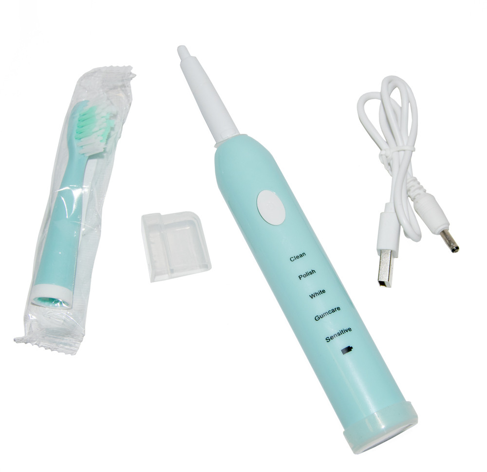 Электрическая зубная щетка со сменными насадками 4 шт. Голубой (1007602-LightBlue-1)