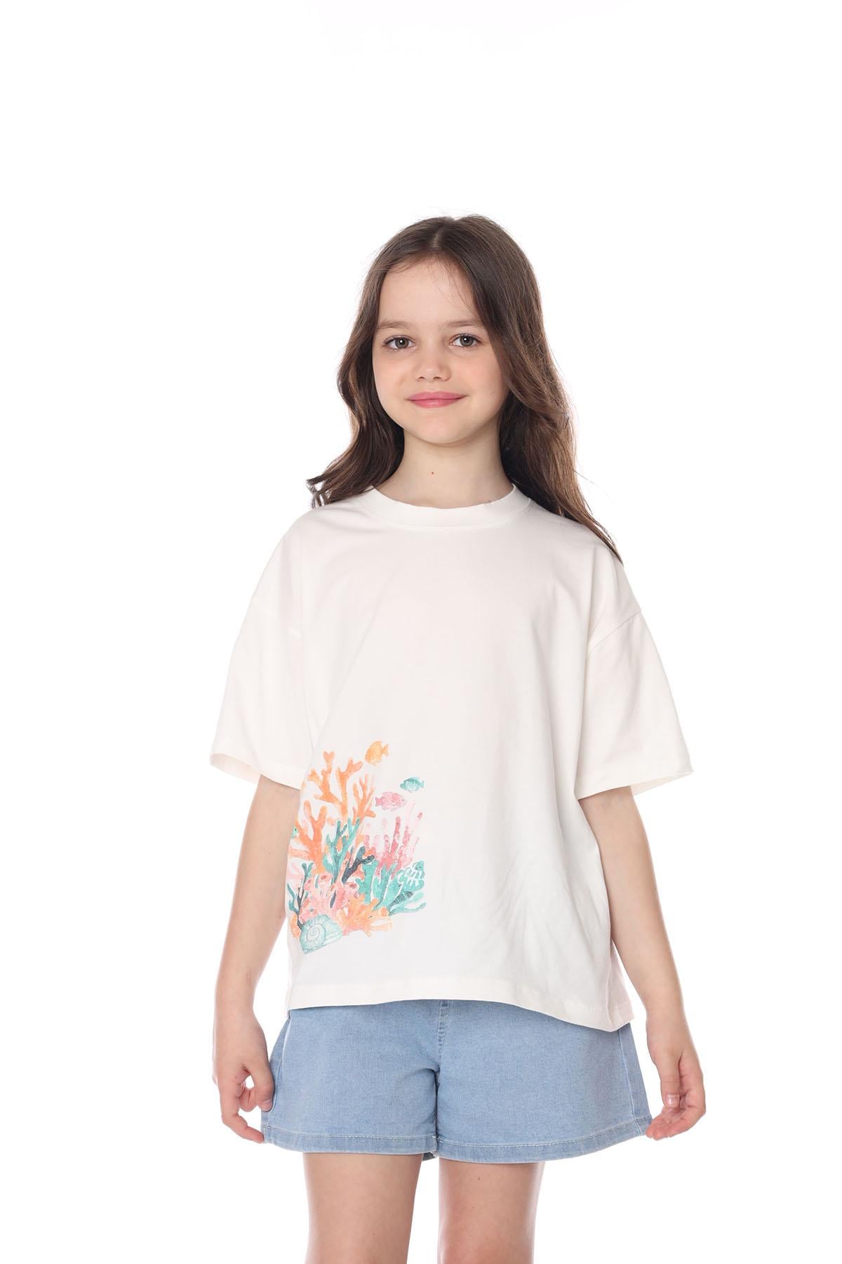 Футболка с коротким рукавом для девочки Yuki ЦБ-00295548 122 см Молочный (SKT001314958)